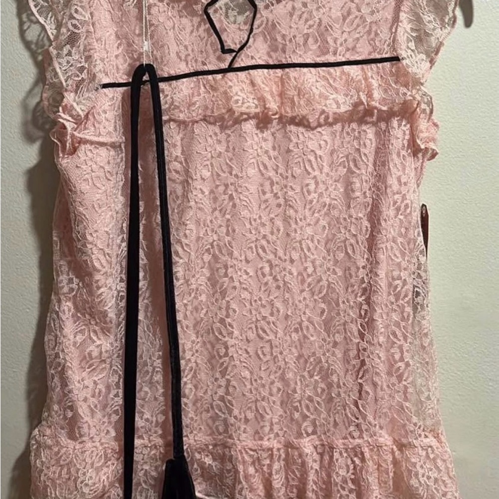 Arizona Jean Company Girls Pink Lace Blush Blouse Size L 14